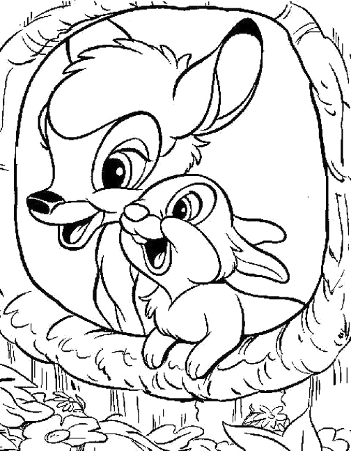 504x646 Photos Bambi In The Tree And Thumper Coloring Pages Coloring