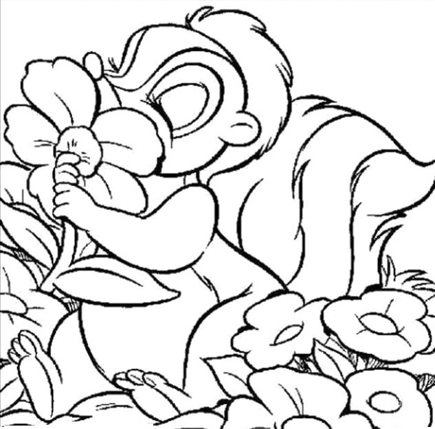 633x625 Thumper Kissing Flower Coloring Pages