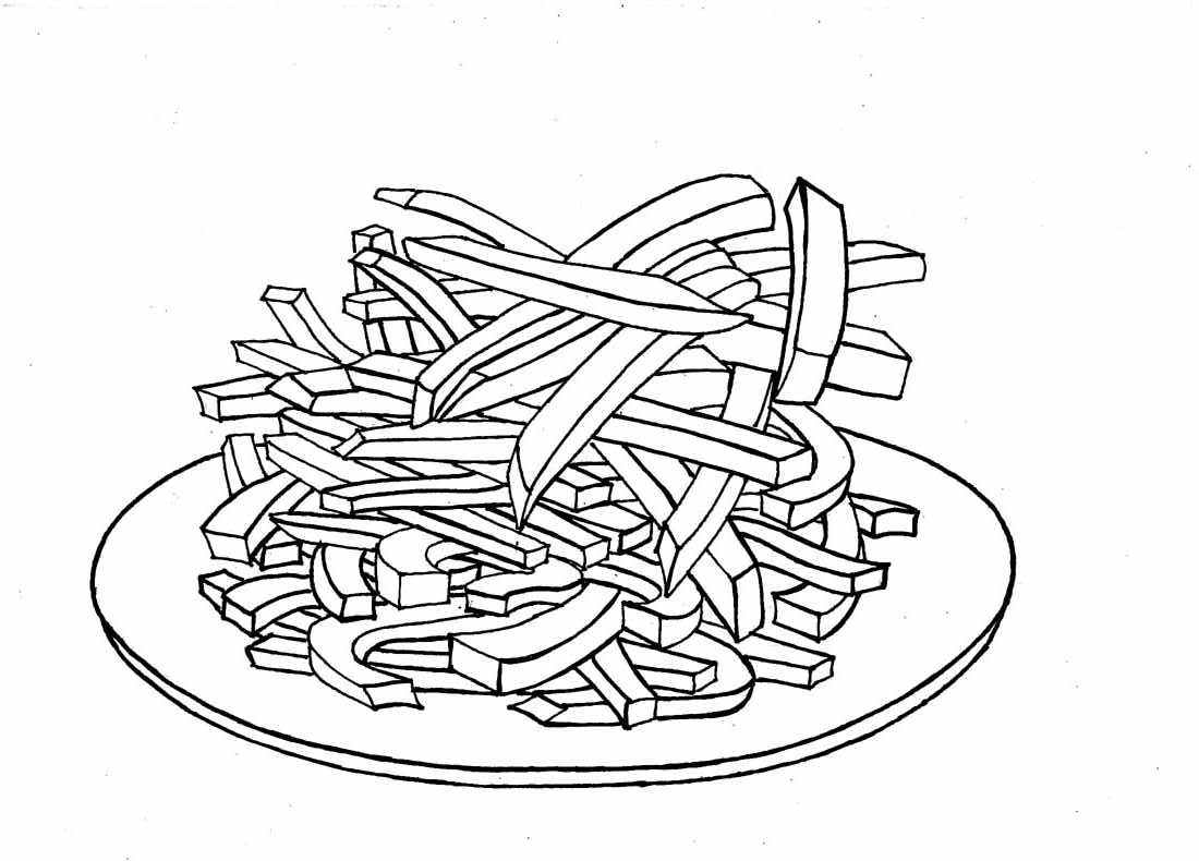 1100x790 French Fries Coloring Page