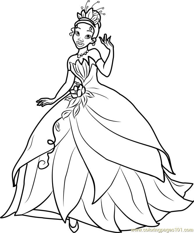 666x800 Princess Tiana Coloring Page