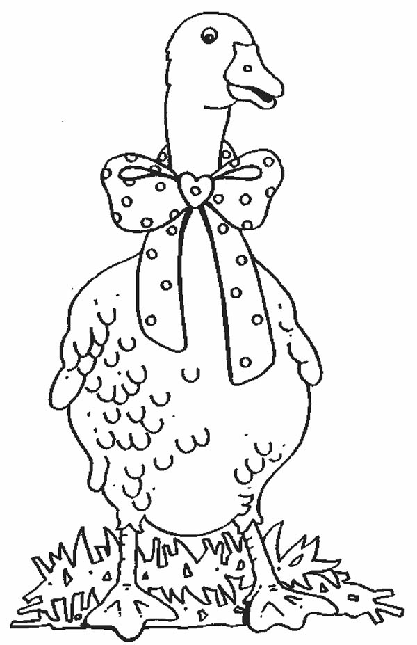600x927 Goose With Bow Tie Coloring Page