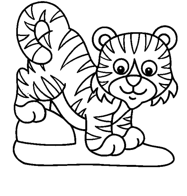 608x637 Tiger Coloring Pages For Kids Printable