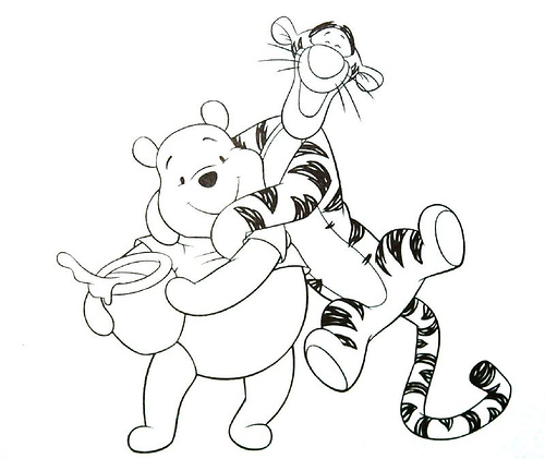 500x421 Tigger And Pooh Coloring Pages Pooh And Tigger Coloring Pages Kids