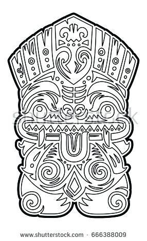 286x470 Tiki Coloring Pages Mask Coloring Page Tiki Statue Coloring Pages