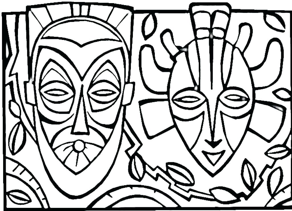 1024x740 Coloring Pages Tiki Masks Mask Free Printable For Kids