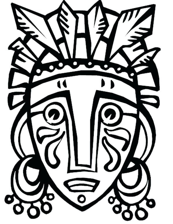 600x777 Tiki Coloring Pages Faces Coloring Pages Drawn Masks Color Pencil