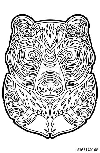 329x500 Polynesian Tiki Totem Bear Mask Coloring Page