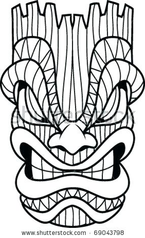 286x470 Tiki Coloring Pages Totem Pole Mask Hawaiian Tiki Mask Coloring