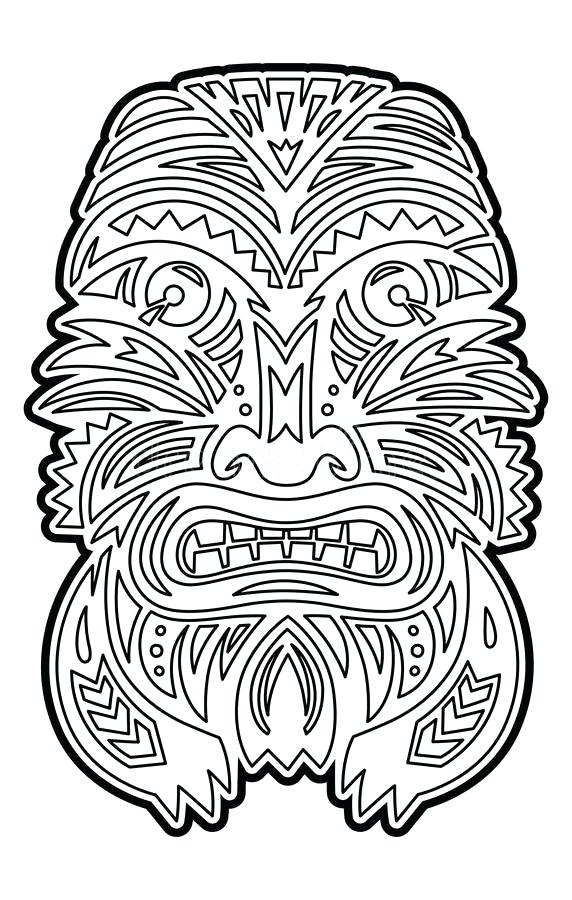 572x900 Tiki Mask Coloring Pages Download Totem Vector Idol Mask Coloring