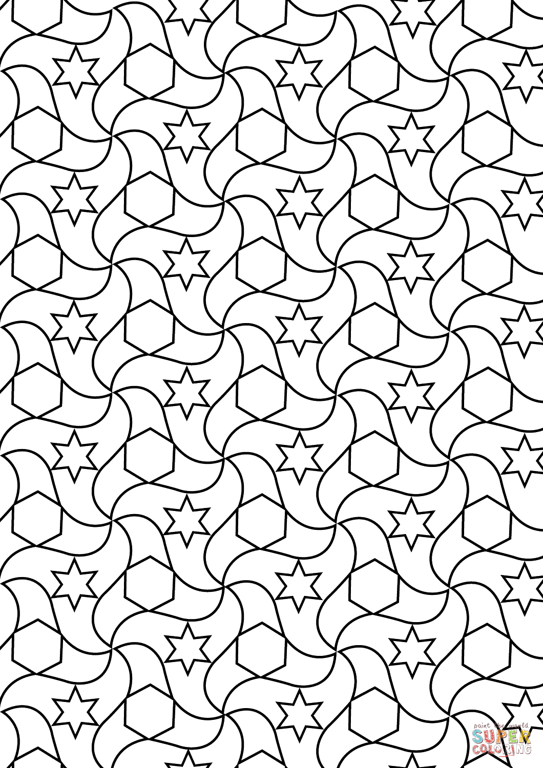 1060x1500 Islamic Art Coloring Pages Alhambra Tessellations Coloring Page