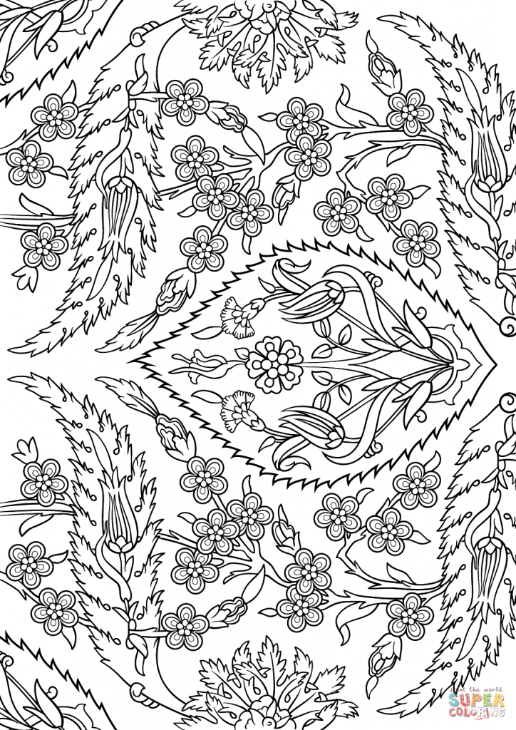 724x1024 Turkish Tiles Islamic Art Coloring Page