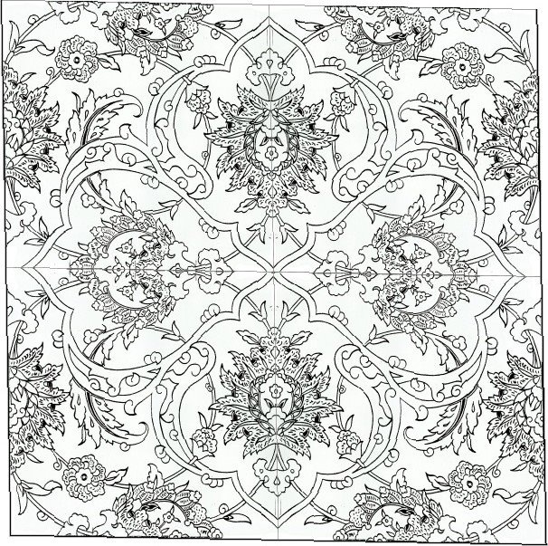 606x603 Islamic Tiles Coloring For Kids