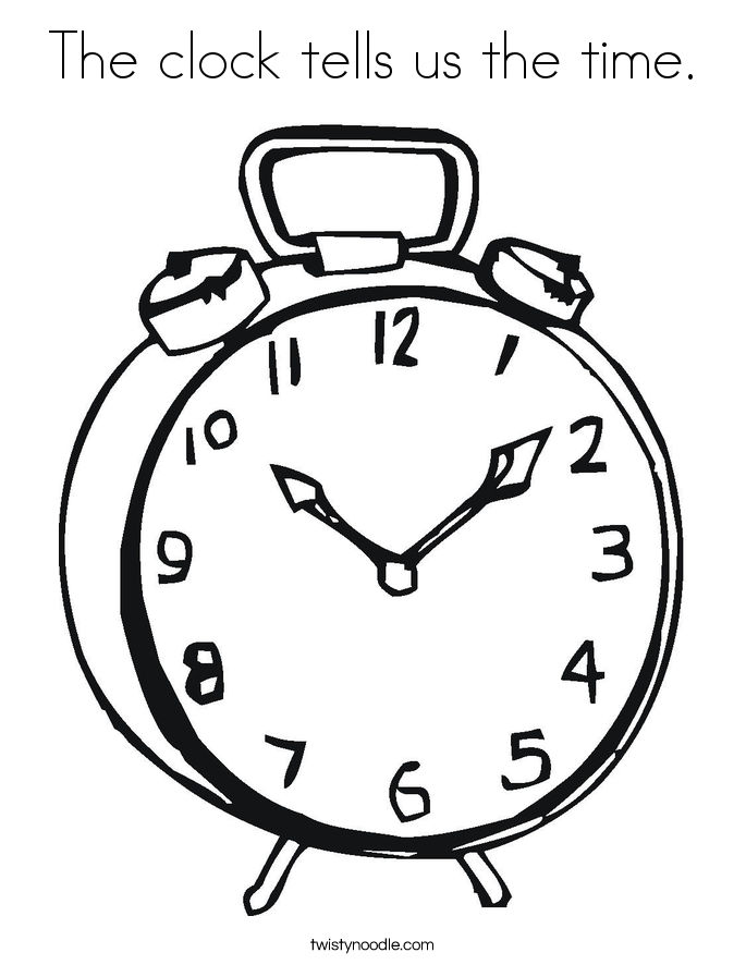 685x886 The Clock Tells Us The Time Coloring Page