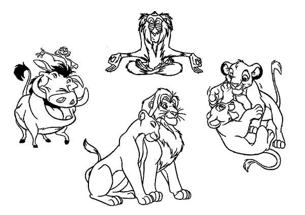 600x424 Lion King Characters With Timon And Pumbaa Coloring Page