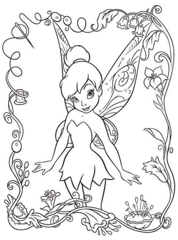 600x809 Beautifull Tinkerbell Coloring Pages