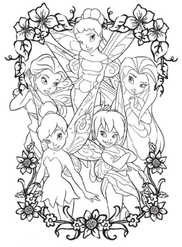 600x812 Coloring Pages Of Tinkerbell And Friends