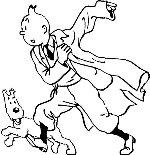 600x618 The Famous Tintin And Snowy In The Adventures Of Tintin Coloring