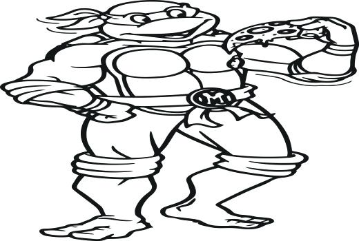 520x350 Inspiring Tmnt Coloring Page Eat Pizza Teenage Mutant Ninja Turtle