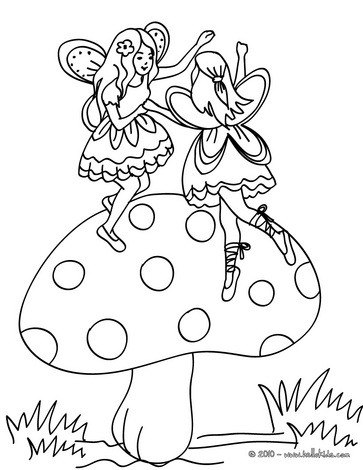 363x470 Fairies On A Mushroom Coloring Pages