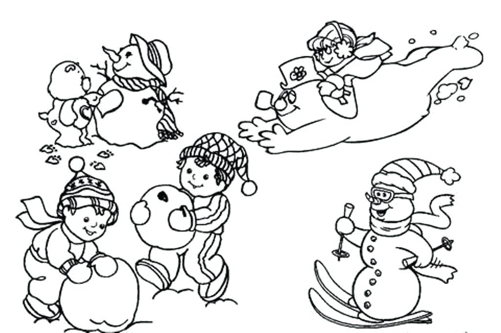 1024x681 Toddler Winter Coloring Pages Playing Snow For Kids