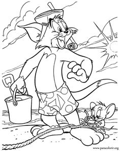 236x295 Printable Tom And Jerry Are Fighting Coloring Page For Kids