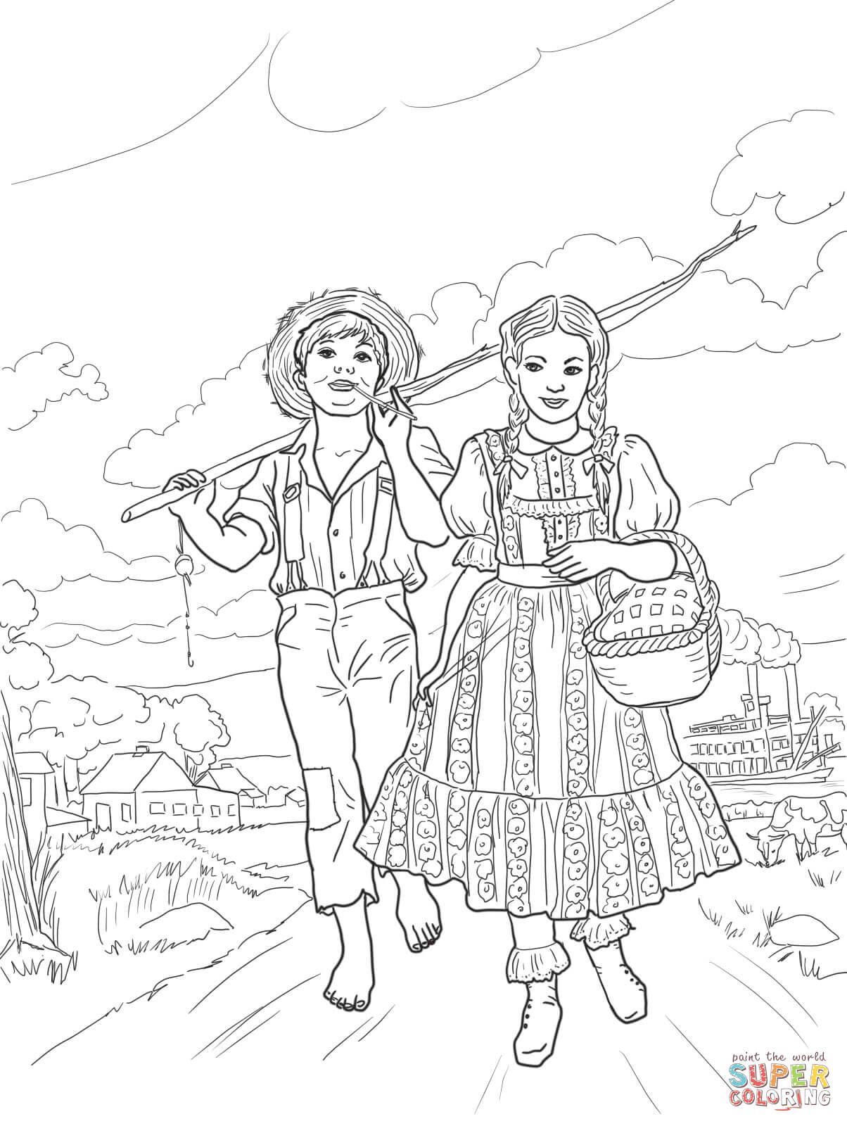1204x1600 Tom Sawer And Amy Lawrence Super Coloring Coloring America