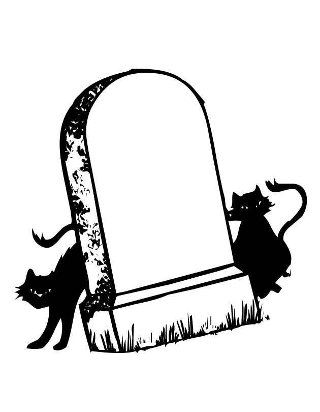 630x810 Tombstone And Cats Coloring Page