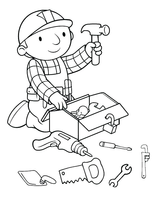 618x818 Preschool Construction Tools Coloring Pages Ideas For Worker Page