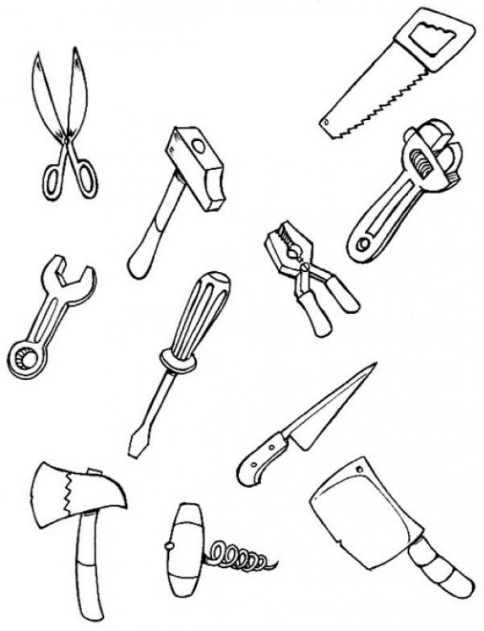 690x900 Tools Coloring Sheet Color Each Tool Coloring Pages Hellokids