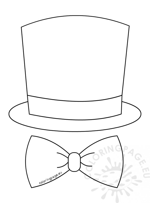 595x804 Top Hat Bow Tie Vector Illustration Coloring Page