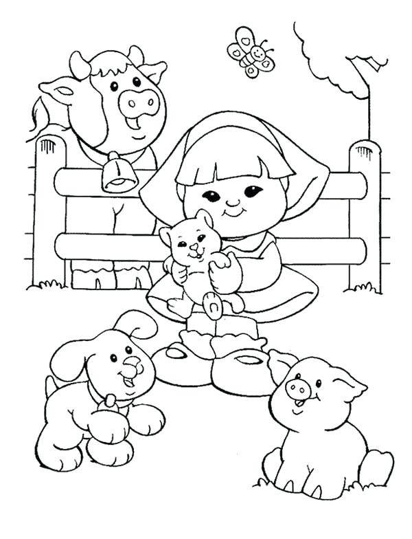 600x784 People Coloring Pages Little People With Animals Barn Coloring