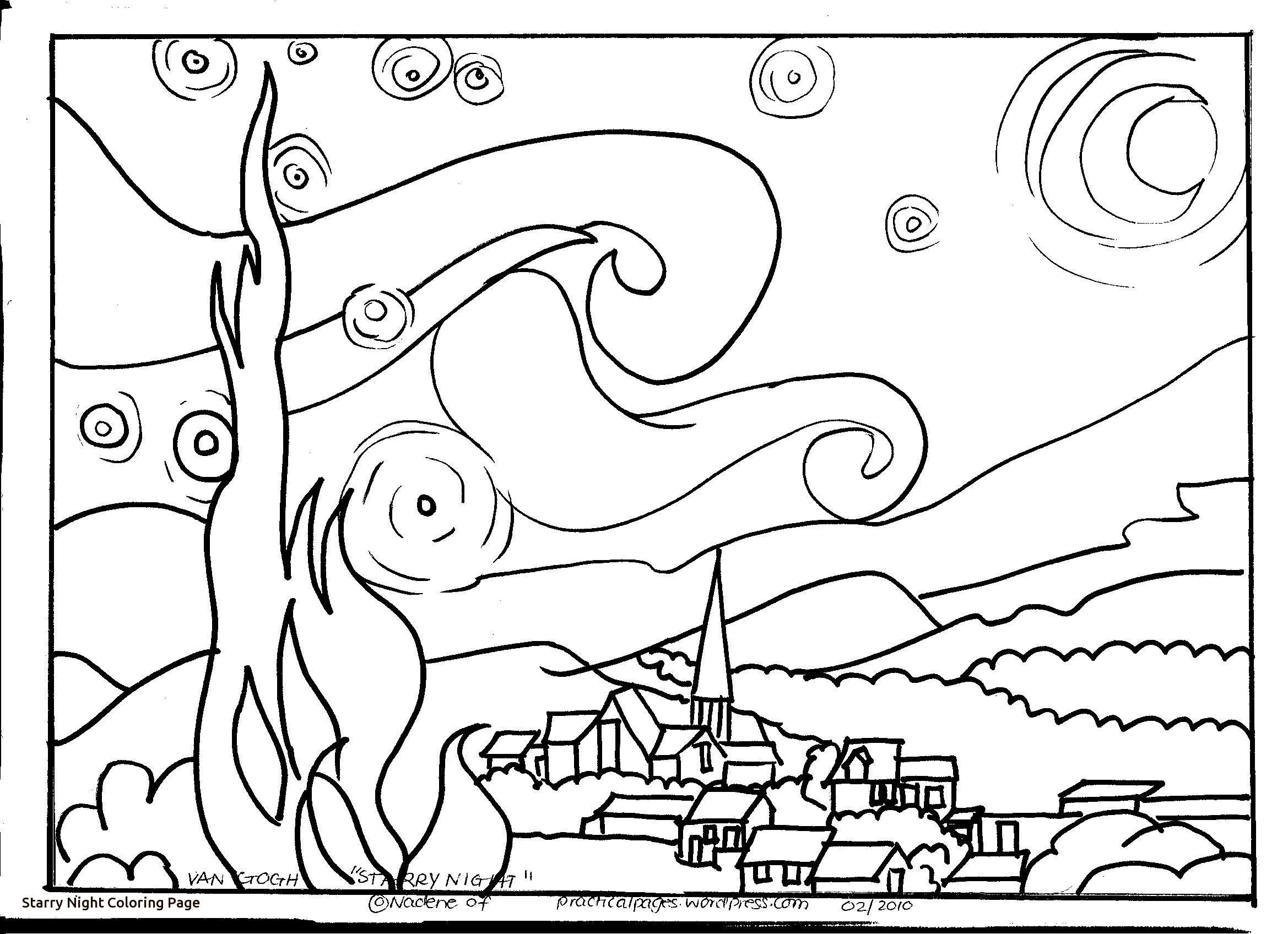 2338x1696 Awesome Van Gogh Starry Night Coloring Page Free Coloring Pages
