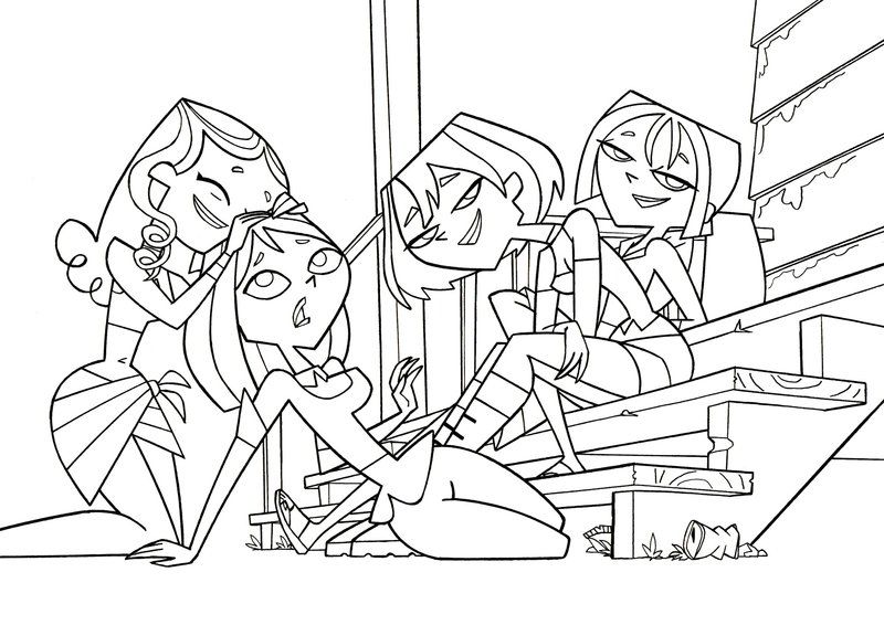 800x566 Total Drama All Stars Coloring Pages Tdi Girls On The Steps Tdi