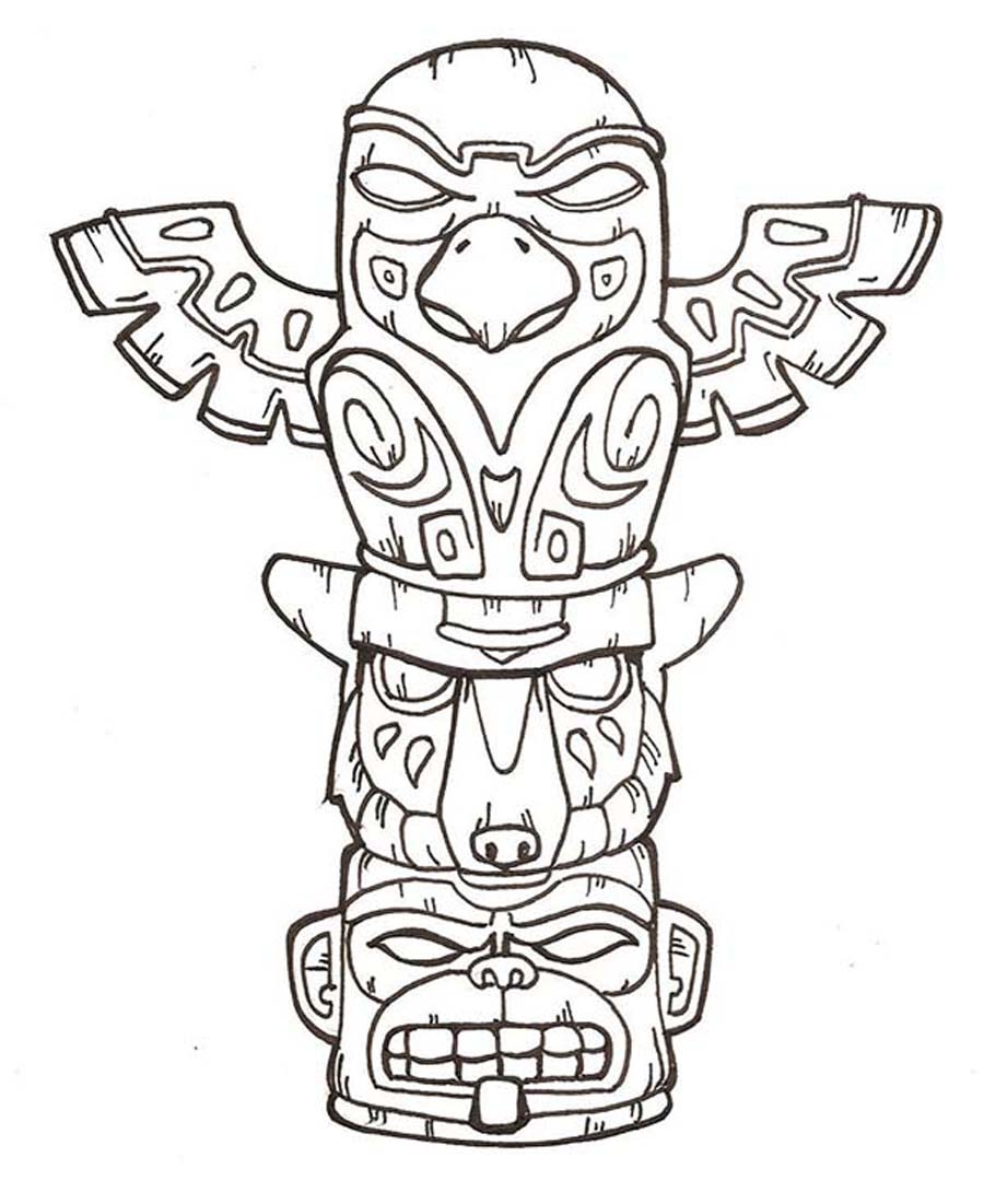 900x1101 Native American Totem Pole Coloring Pages Printable Coloring