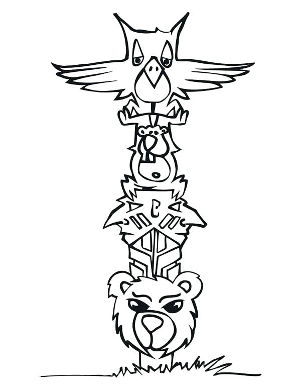 600x776 Totem Pole Coloring Pages Totem Pole Coloring Pages Cartoon