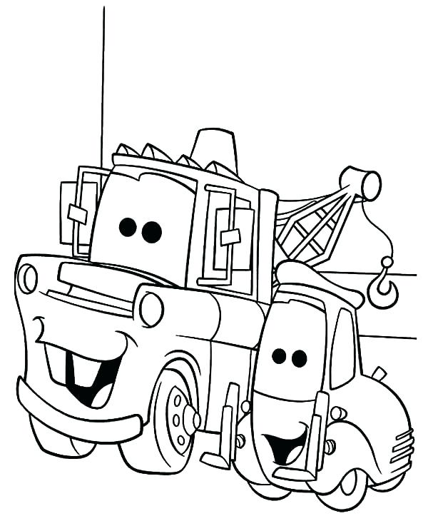 600x730 Lightning Mcqueen And Mater Coloring Pages Mater Coloring Page Tow