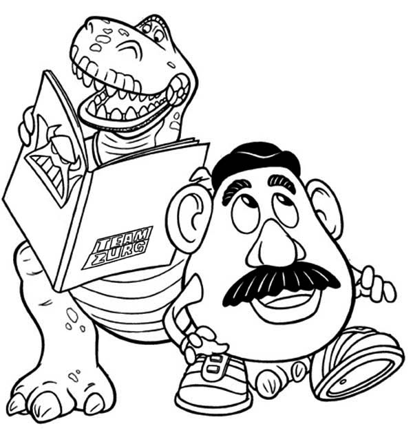 600x632 Rex And Mr Potato Head In Toy Story Coloring Page
