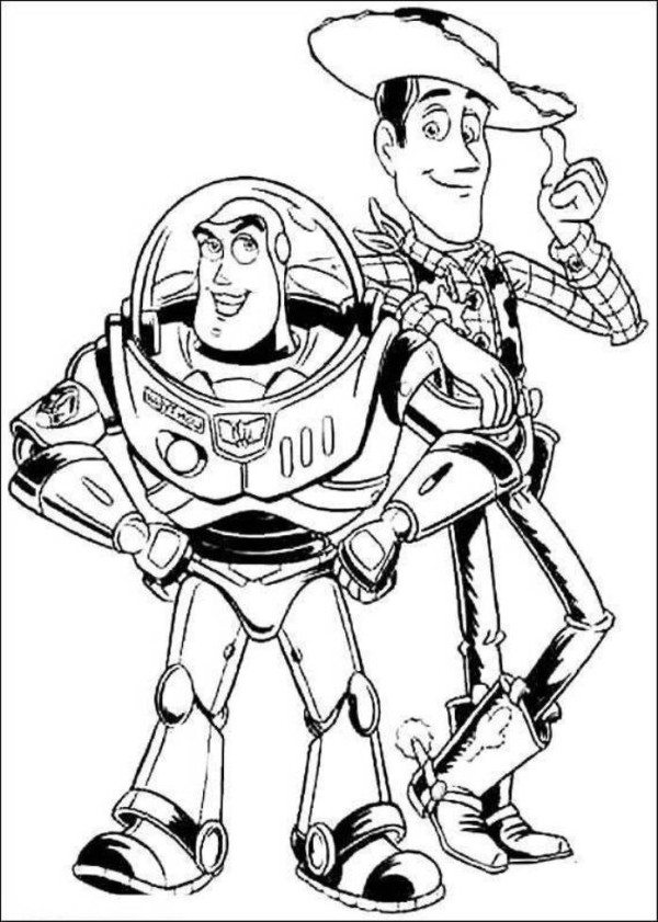600x841 Buzz Lightyear And Woody Sheriff Toy Story Coloring Pages