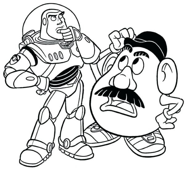 600x554 Toy Story Coloring Pages For Potato Head And Buzz In Toy Story