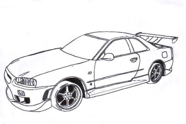 614x409 Fast And Furious Skyline Gt R Drawing