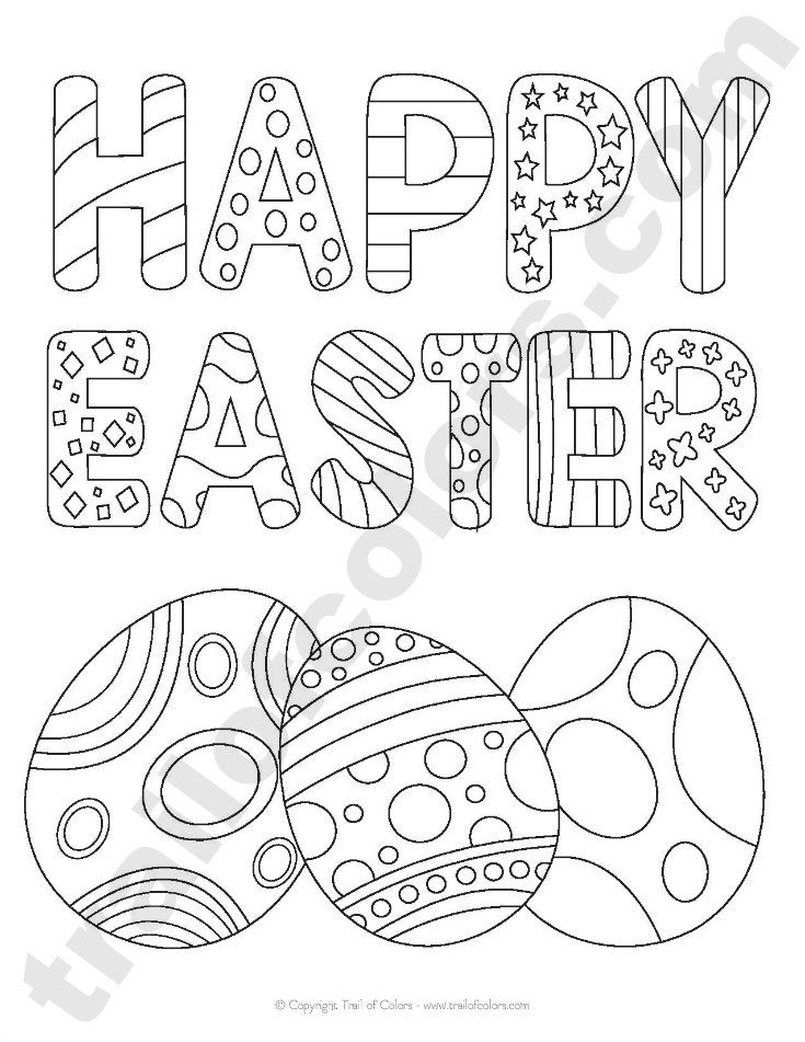 735x951 Happy Easter Tracing Coloring Page Happy Easter, Easter And Free