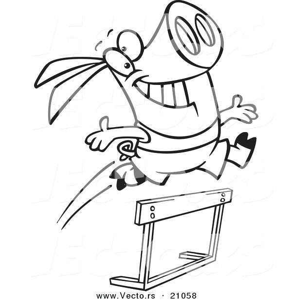 600x620 Track And Field Coloring Pages Vector Of A Cartoon Pig Leaping