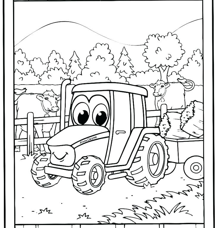 736x768 Tractor Trailer Coloring Pages Adult Cartoon Tractors Coloring