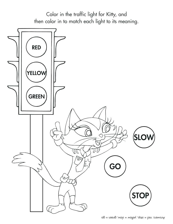 736x955 Traffic Light Coloring Page