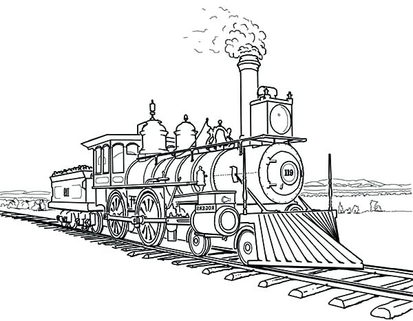 600x467 Coloring Pages Trains Amazing Steam Train On Railroad Coloring