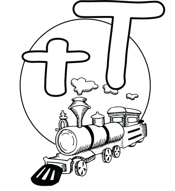 600x656 Interesting Letter T Coloring Pages Letter T Is For Train Coloring
