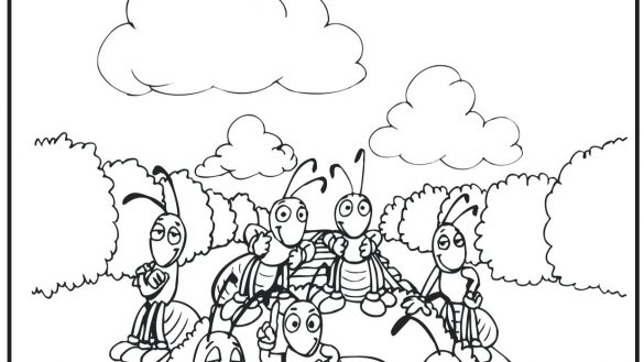 585x329 Train Track Coloring Page Ants Railroad Train