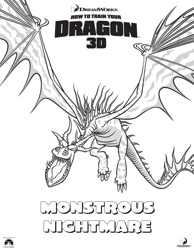 819x1060 How To Train Your Dragon Coloring Pages Monstrous Nightmare
