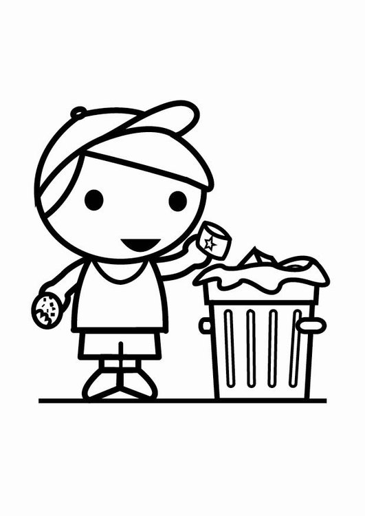 531x750 Coloring Page Garbage In The Trash Can