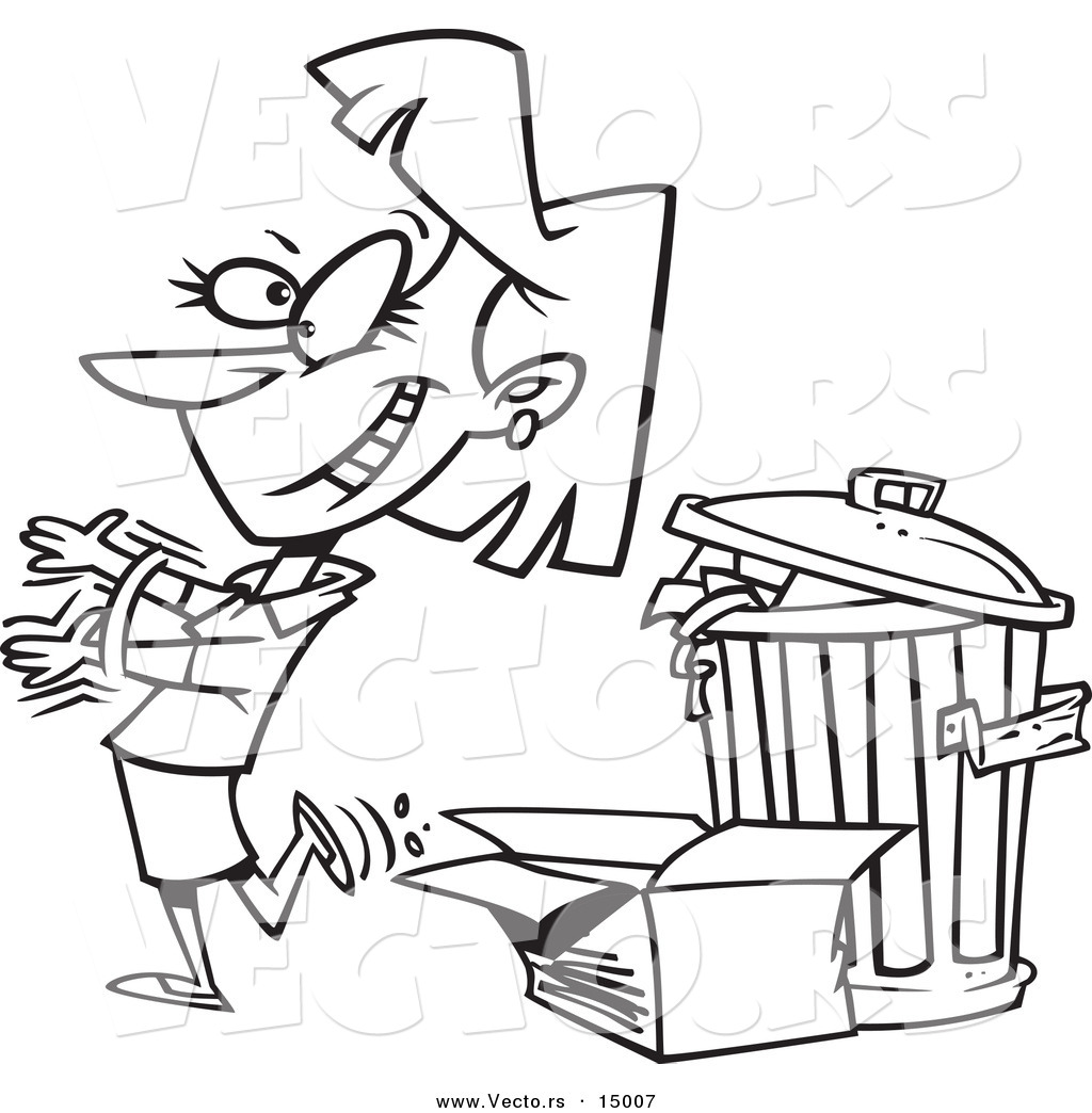 1024x1044 Vector Of A Cartoon Woman Tossing Old Trash